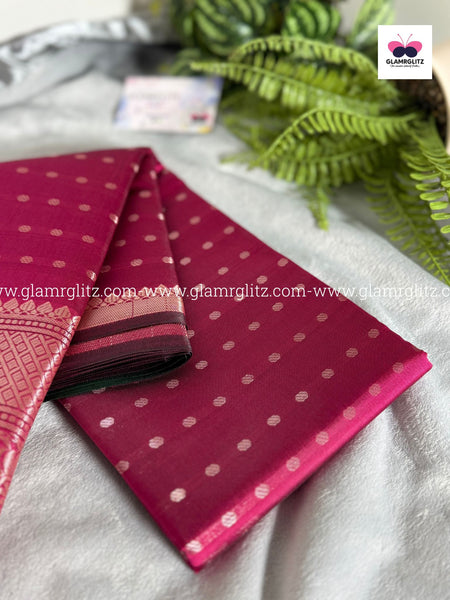 Soft Silk Cotton Saree with 1000 Butta and Contrast Blouse