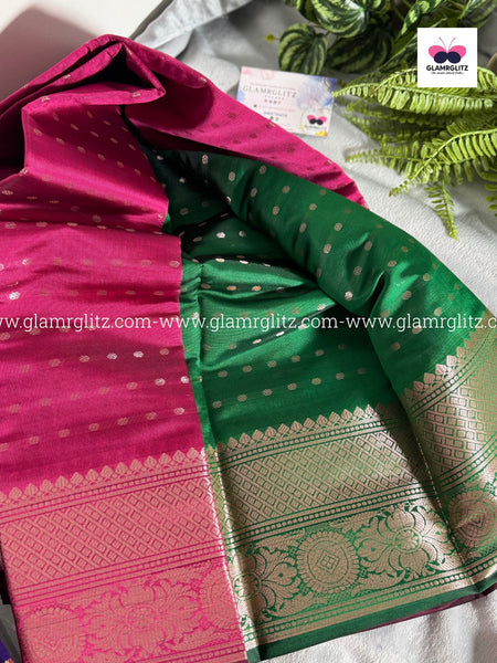 Soft Silk Cotton Saree with 1000 Butta and Contrast Blouse