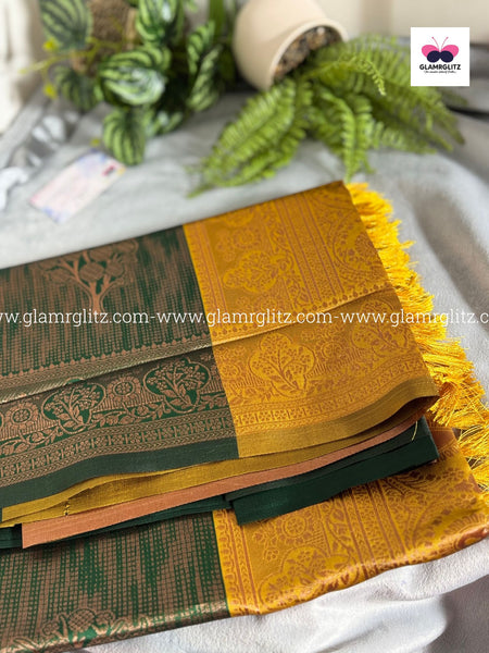 Benzo Soft Silk Cotton Saree with Contrast Blouse and Pallu