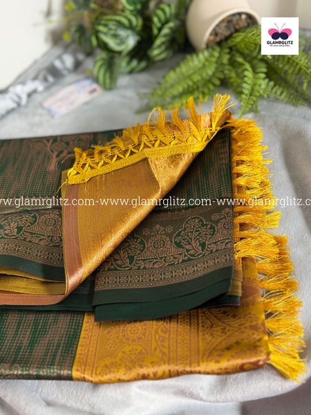 Benzo Soft Silk Cotton Saree with Contrast Blouse and Pallu