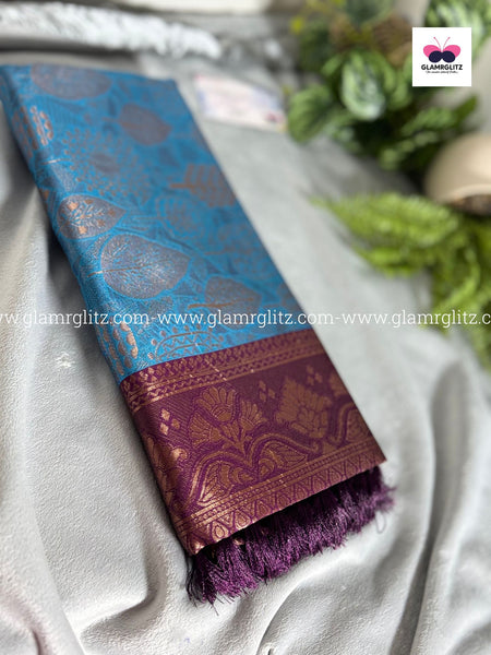 Benzo Soft Silk Cotton Saree with Contrast Blouse and Pallu