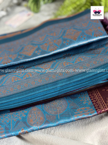 Benzo Soft Silk Cotton Saree with Contrast Blouse and Pallu