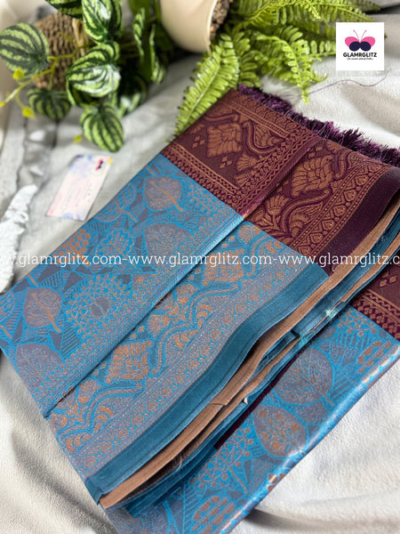 Benzo Soft Silk Cotton Saree with Contrast Blouse and Pallu