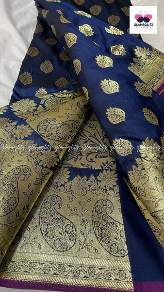 Litchi silk Gold jari saree