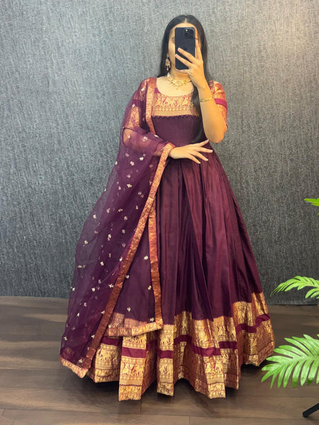 Narayanpet Silk Gown with Dupatta