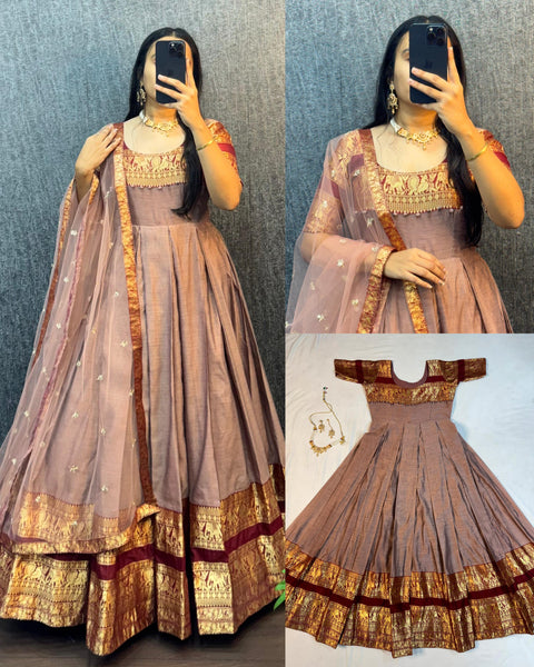 Narayanpet Silk Gown with Dupatta