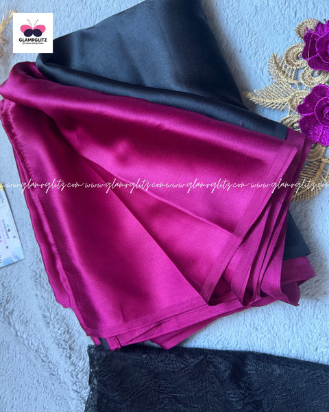 Satin silk saree with the patch work