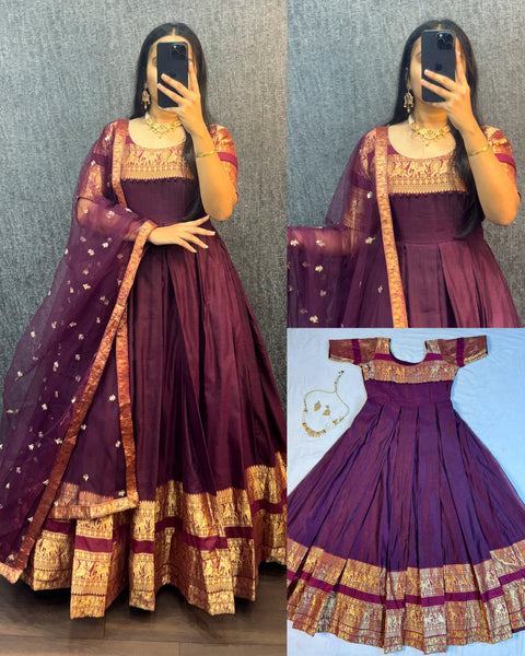 Narayanpet Silk Gown with Dupatta