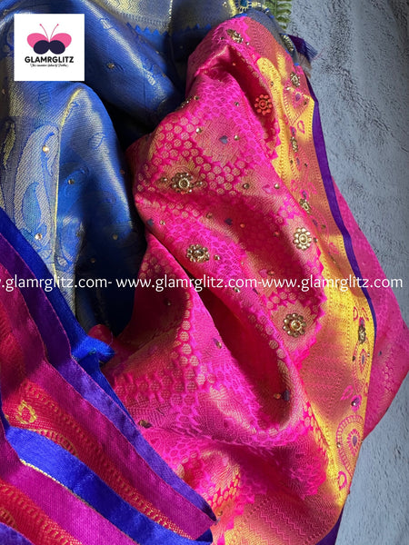 Soft silk with stone  saree