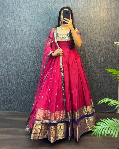 Narayanpet Silk Gown with Dupatta