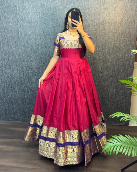 Narayanpet Silk Gown with Dupatta