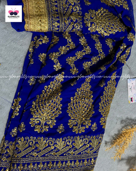 Heavy Emdoridery georgette saree