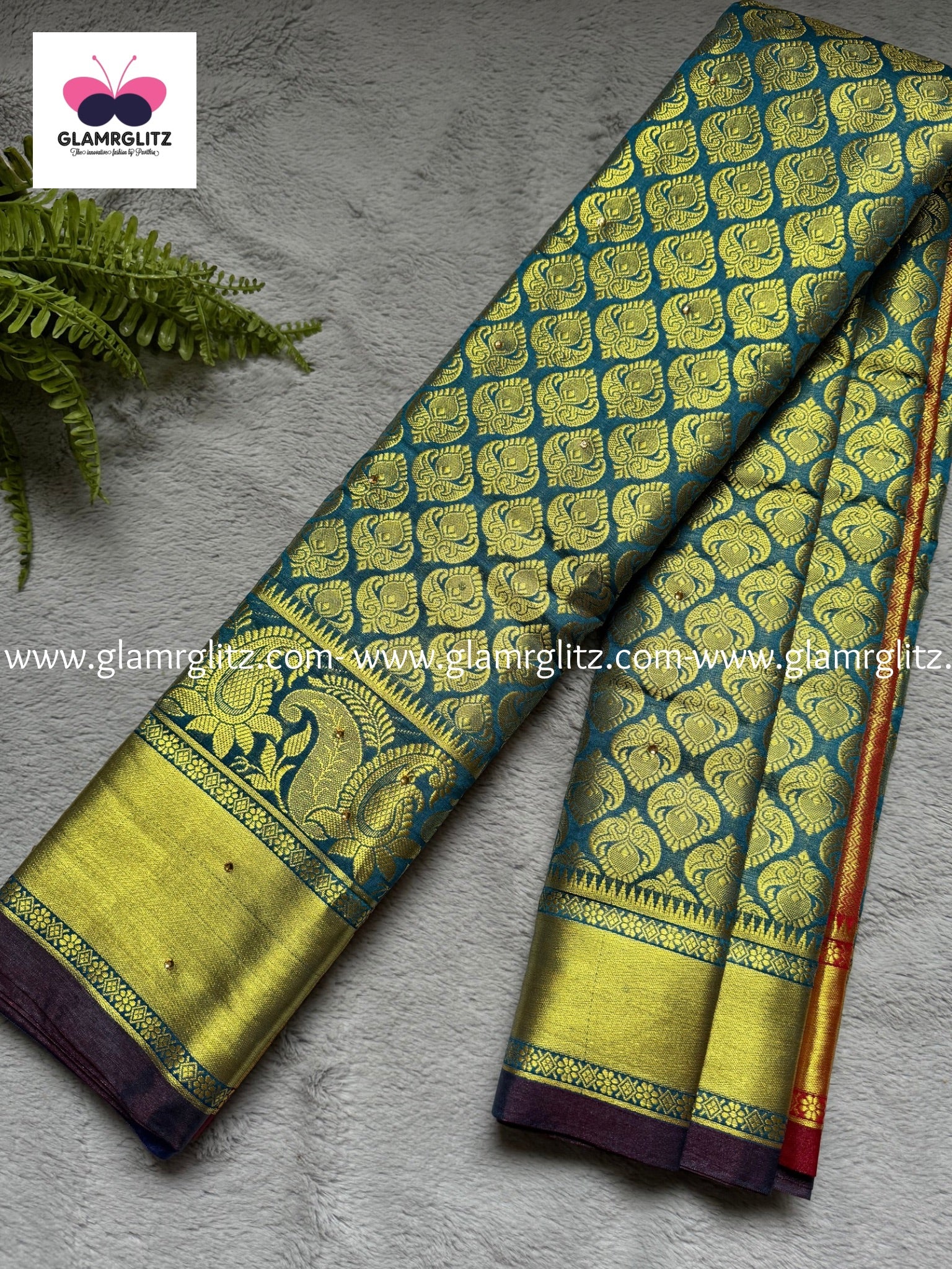 Semi kanji mix jaquad saree