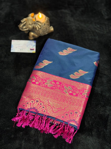 Kanjivaram Pure Banarasi Kalamkari Silk Saree – Timeless Heritage Weave