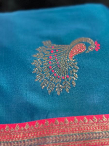 Kanjivaram Pure Banarasi Kalamkari Silk Saree – Timeless Heritage Weave