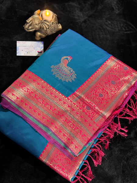 Kanjivaram Pure Banarasi Kalamkari Silk Saree – Timeless Heritage Weave