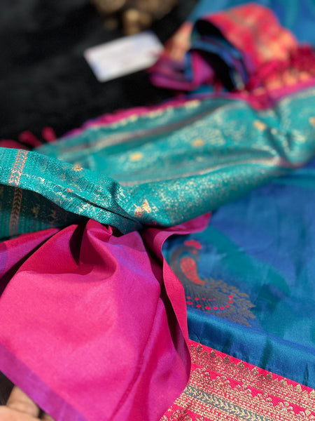 Kanjivaram Pure Banarasi Kalamkari Silk Saree – Timeless Heritage Weave