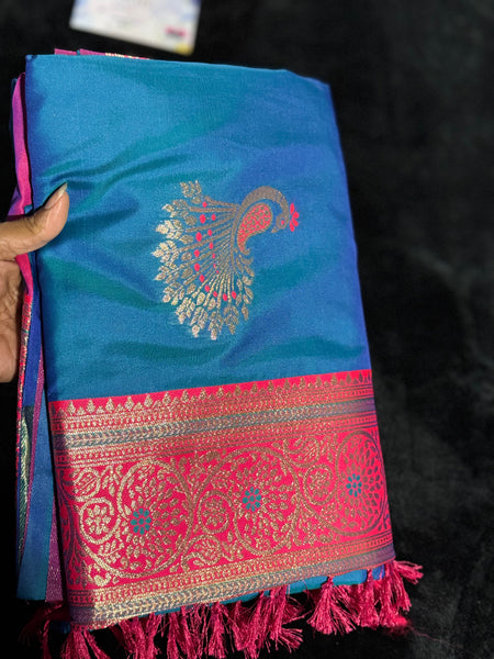 Kanjivaram Pure Banarasi Kalamkari Silk Saree – Timeless Heritage Weave