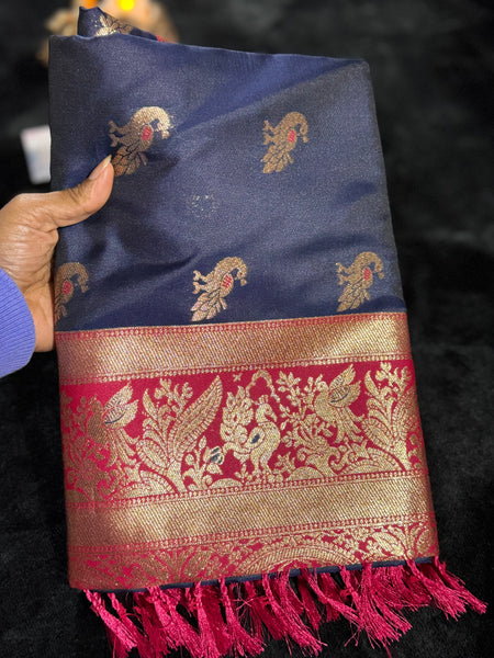 Kanjivaram Pure Banarasi Kalamkari Silk Saree – Timeless Heritage Weave