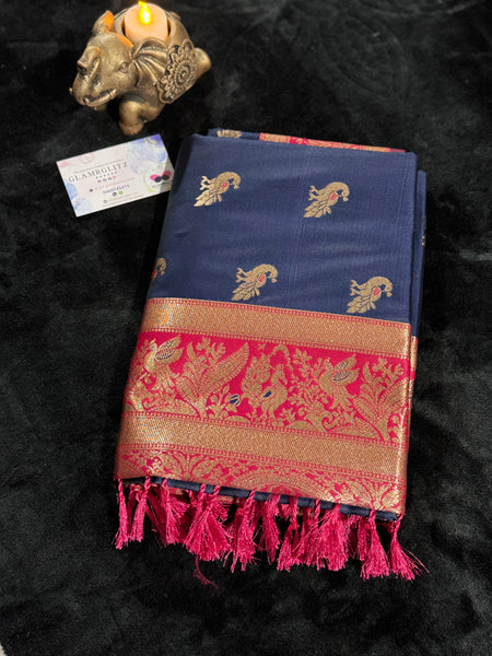 Kanjivaram Pure Banarasi Kalamkari Silk Saree – Timeless Heritage Weave