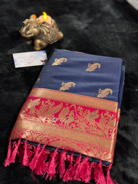 Kanjivaram Pure Banarasi Kalamkari Silk Saree – Timeless Heritage Weave