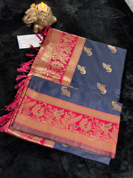 Kanjivaram Pure Banarasi Kalamkari Silk Saree – Timeless Heritage Weave