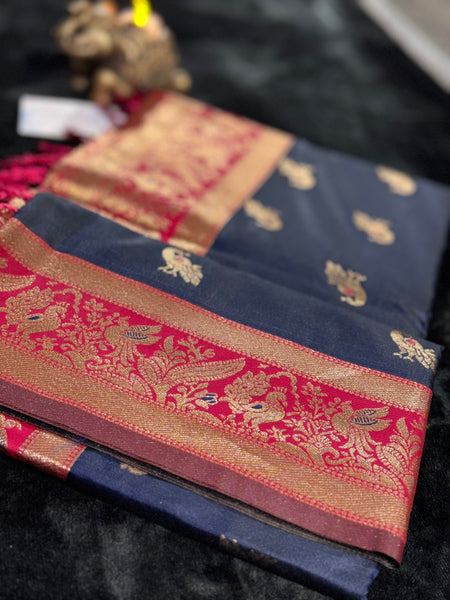 Kanjivaram Pure Banarasi Kalamkari Silk Saree – Timeless Heritage Weave