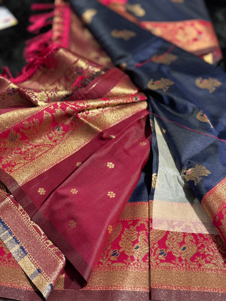 Kanjivaram Pure Banarasi Kalamkari Silk Saree – Timeless Heritage Weave