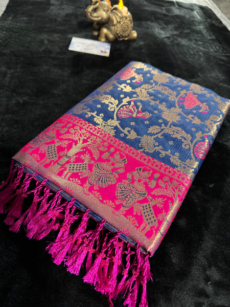 Kanjivaram Pure Banarasi Kalamkari Silk Saree – Timeless Heritage Weave