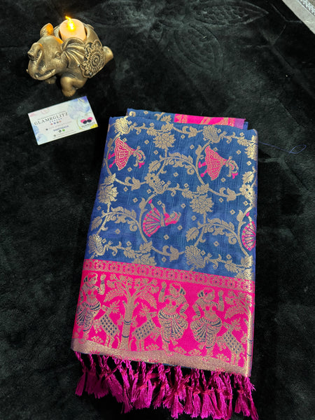 Kanjivaram Pure Banarasi Kalamkari Silk Saree – Timeless Heritage Weave