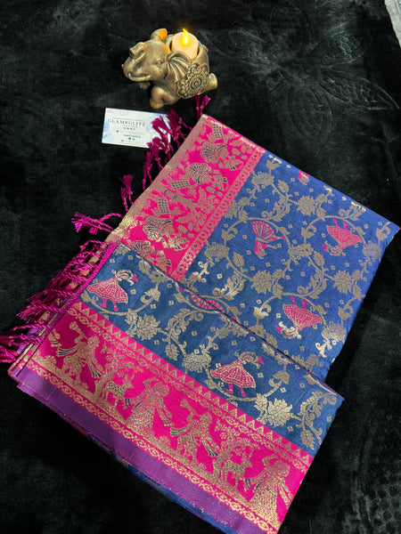 Kanjivaram Pure Banarasi Kalamkari Silk Saree – Timeless Heritage Weave