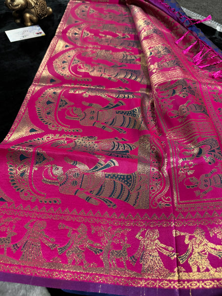 Kanjivaram Pure Banarasi Kalamkari Silk Saree – Timeless Heritage Weave