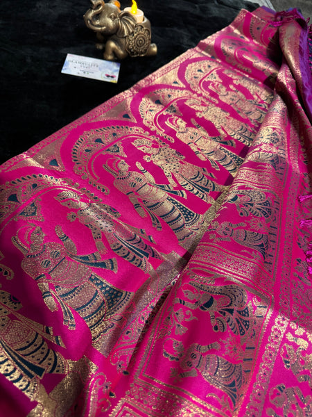 Kanjivaram Pure Banarasi Kalamkari Silk Saree – Timeless Heritage Weave