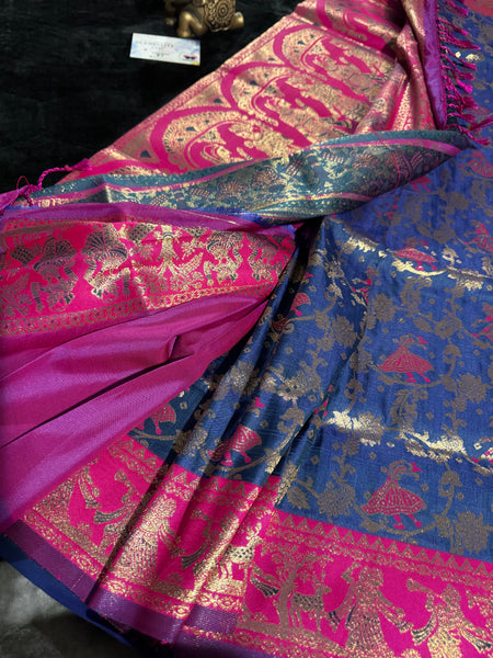 Kanjivaram Pure Banarasi Kalamkari Silk Saree – Timeless Heritage Weave
