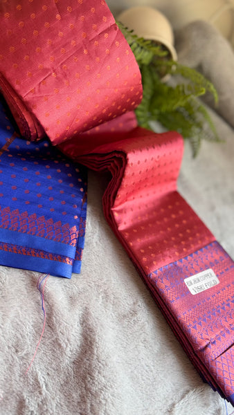 Soft Silk Cotton Saree with 1000 Butta and Contrast Blouse