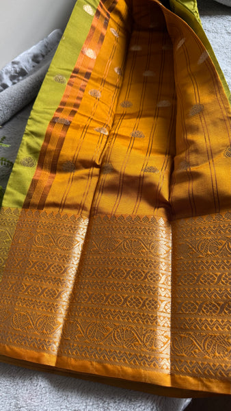 Elegant Silk Saree with Butta Zari Work &amp; Contrast Blouse