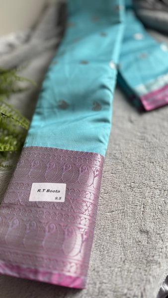 Elegant Silk Saree with Butta Zari Work Contrast Blouse