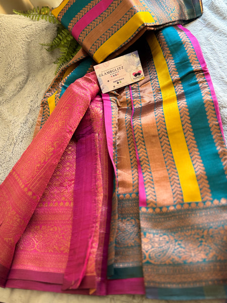 SAMEERA PATTU SAREE WITH CONTRAST BLOUSE