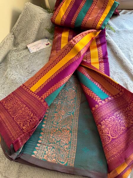 SAMEERA PATTU SAREE WITH CONTRAST BLOUSE