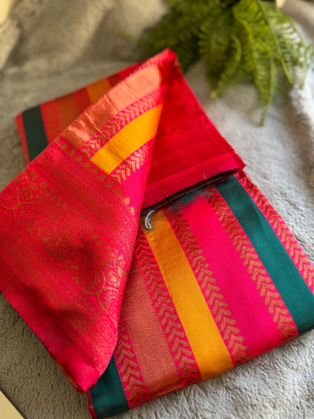 SAMEERA PATTU SAREE WITH CONTRAST BLOUSE