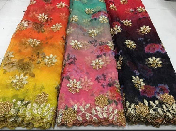 Digital print organza saree