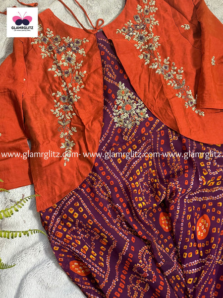 BANDHANI SILK LONG KURTI