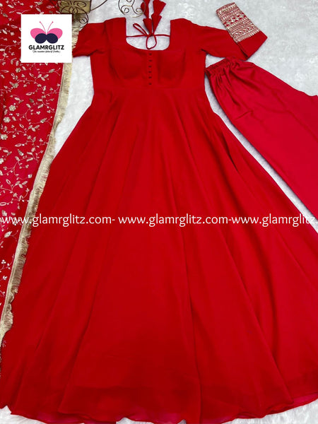 GEORGETTE ANARKALI GOWN DUPPTA FULL SET WITH PENT