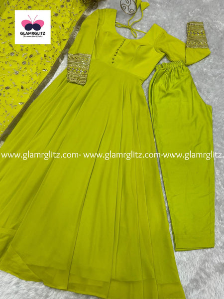 GEORGETTE ANARKALI GOWN DUPPTA FULL SET WITH PENT