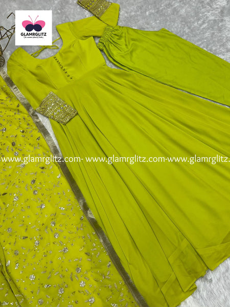 GEORGETTE ANARKALI GOWN DUPPTA FULL SET WITH PENT