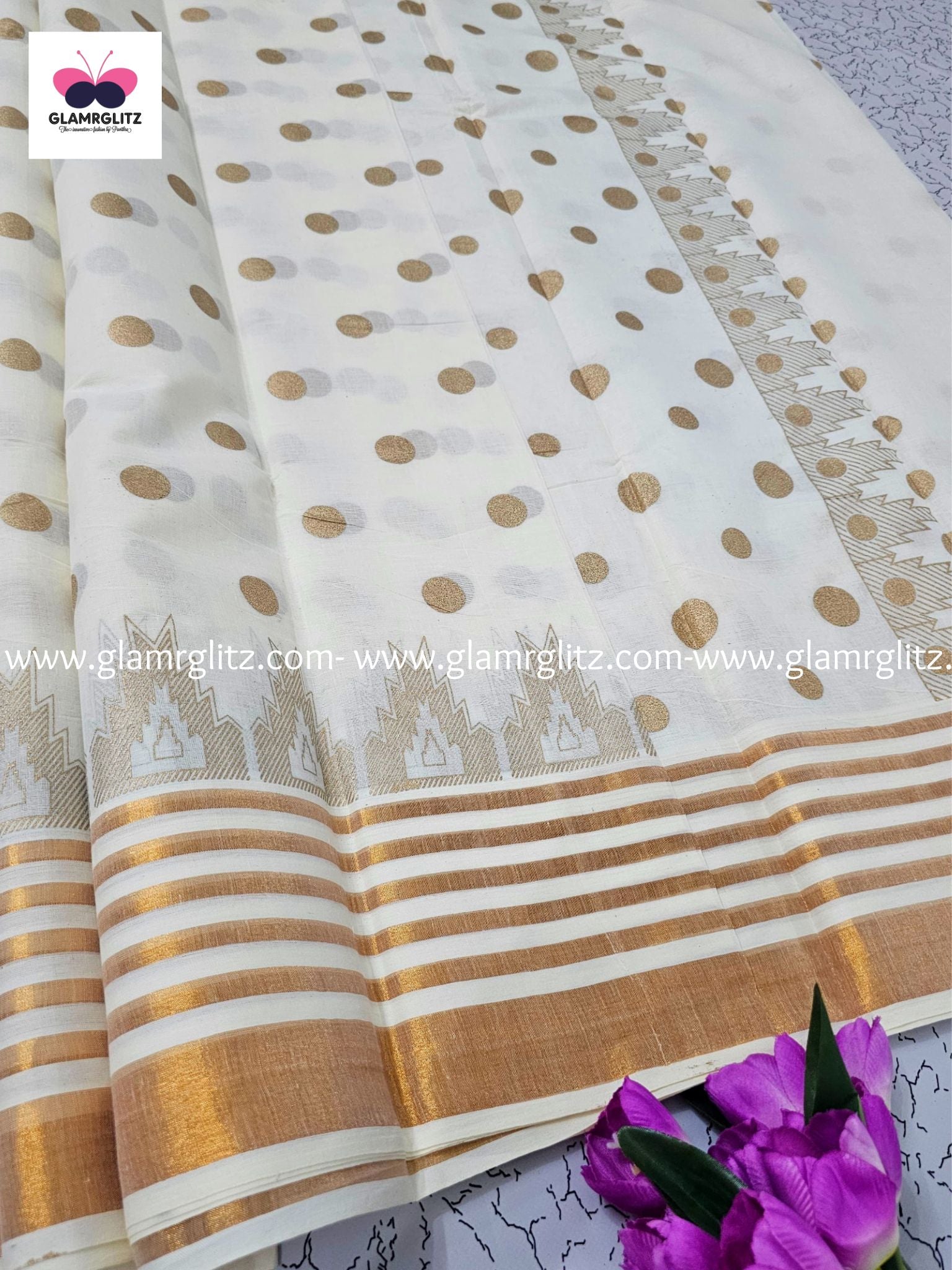 Printed work kerala cotton saree