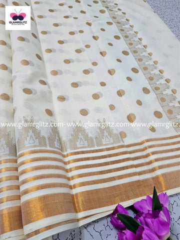 Printed work kerala cotton saree