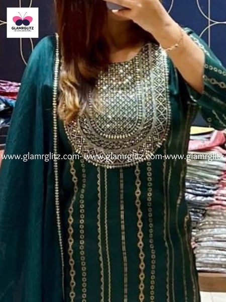 Rayon Emb Kurti With sharara and Dupatta