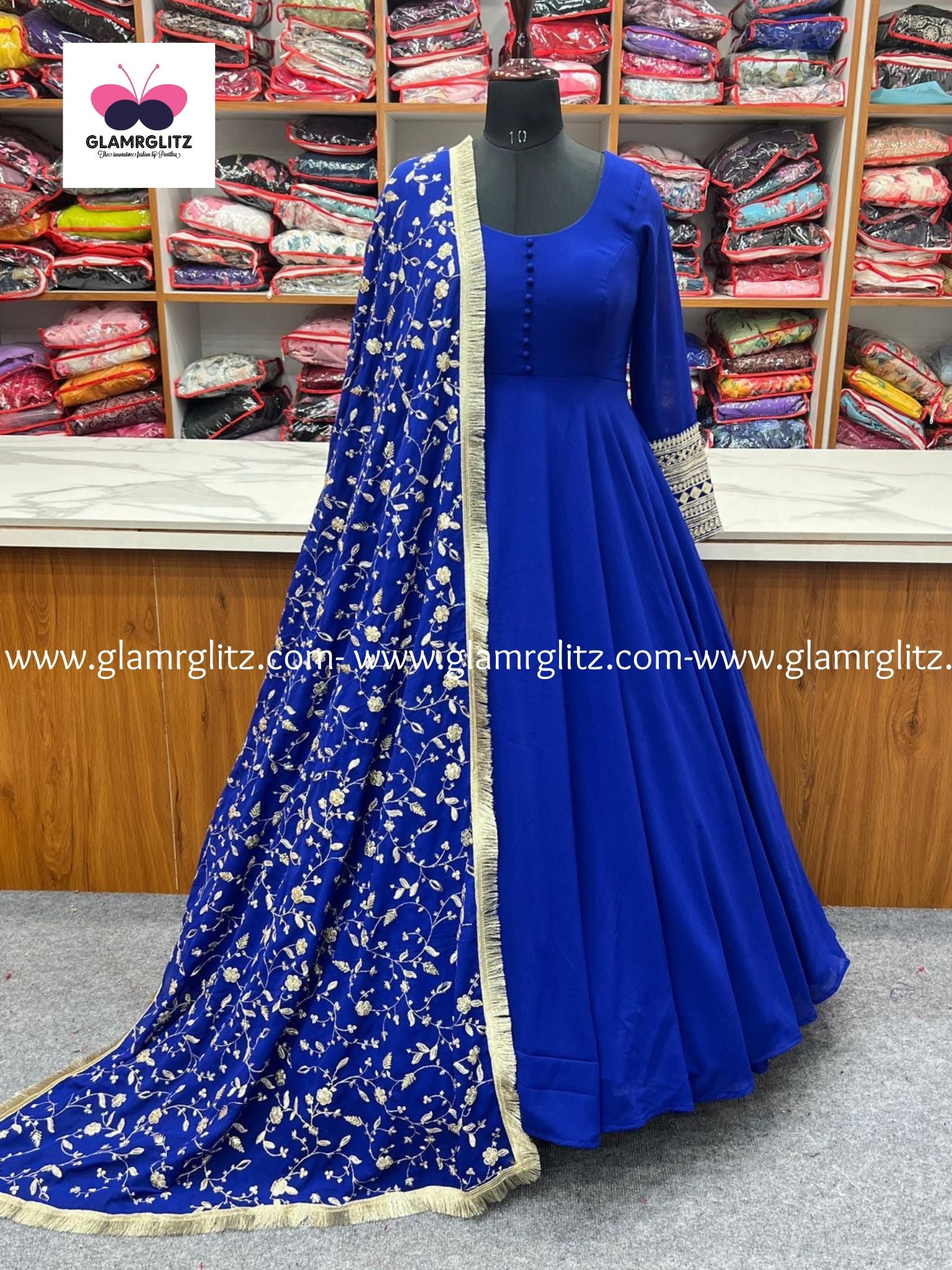 GEORGETTE ANARKALI GOWN DUPPTA FULL SET WITH PENT