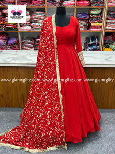 GEORGETTE ANARKALI GOWN DUPPTA FULL SET WITH PENT